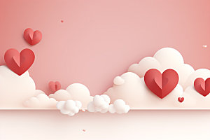 粉色爱心云朵爱情浪漫背景图