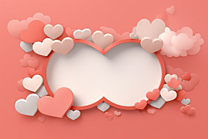 粉色爱心云朵情人节3D背景图