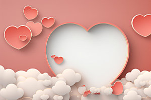 粉色爱心云朵爱情节日背景图
