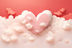 粉色爱心云朵浪漫3D背景图