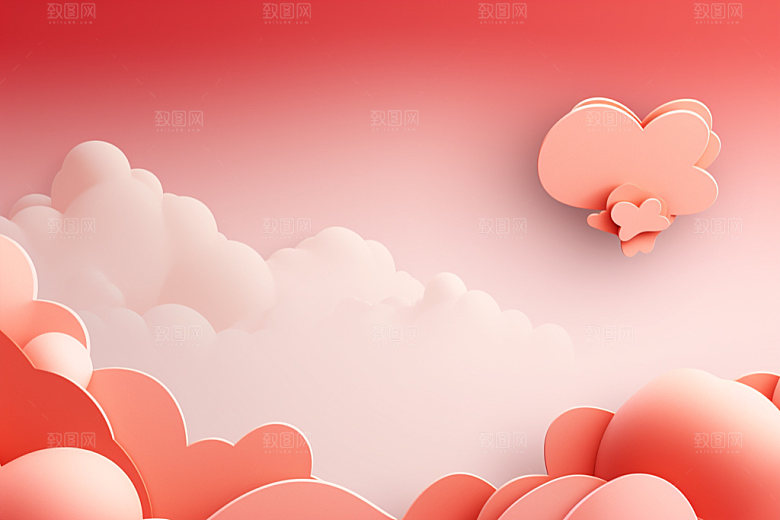 粉色爱心云朵3D甜蜜背景图