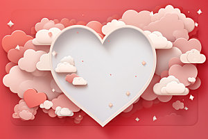 粉色爱心云朵爱情甜蜜背景图