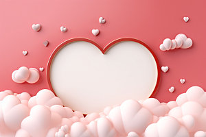 粉色爱心云朵节日爱情背景图
