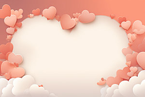 粉色爱心云朵甜蜜爱情背景图