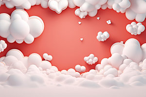 粉色爱心云朵爱情3D背景图