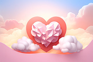 粉色爱心云朵立体3D背景图