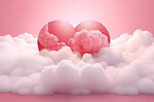 粉色爱心云朵爱情情人节背景图