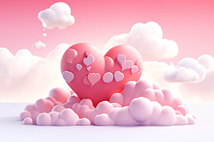 粉色爱心云朵爱情浪漫背景图