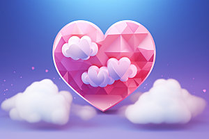 粉色爱心云朵情人节爱情背景图