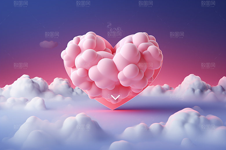 粉色爱心云朵节日爱情背景图