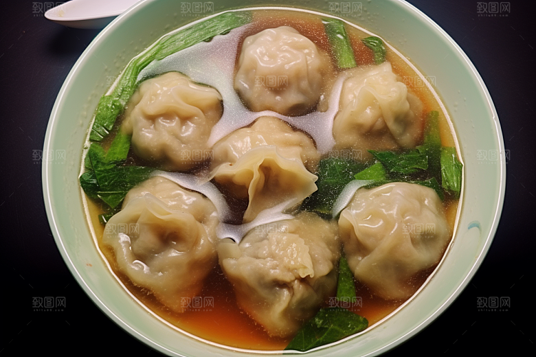 云吞饺子面食美食摄影图
