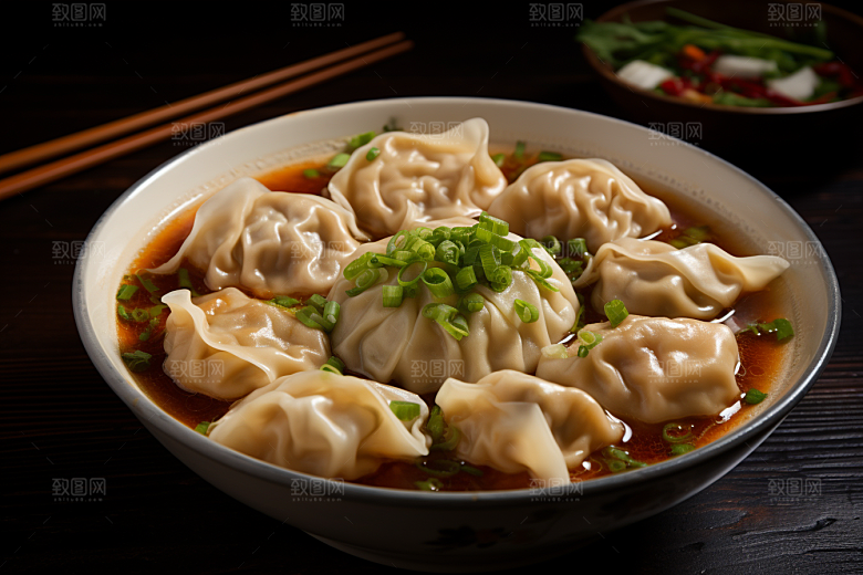 云吞饺子美食小吃摄影图
