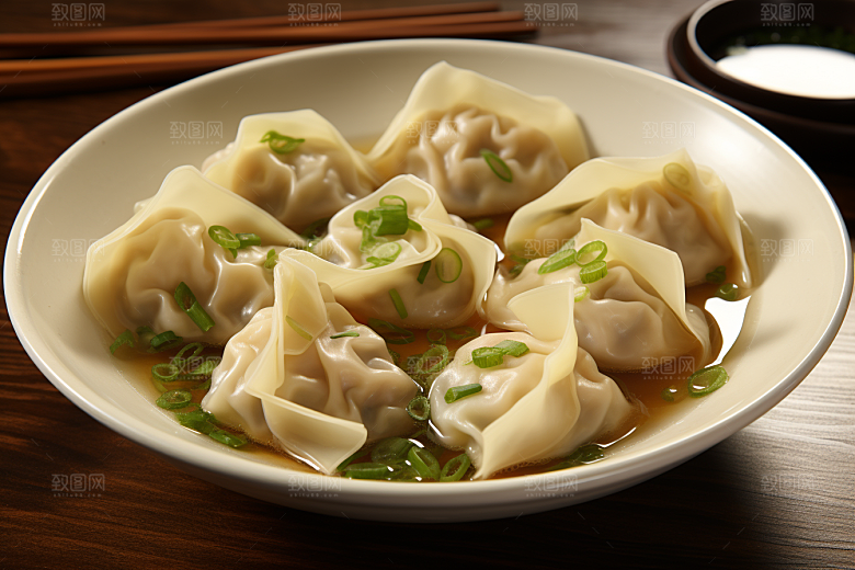 云吞饺子馄饨小吃摄影图
