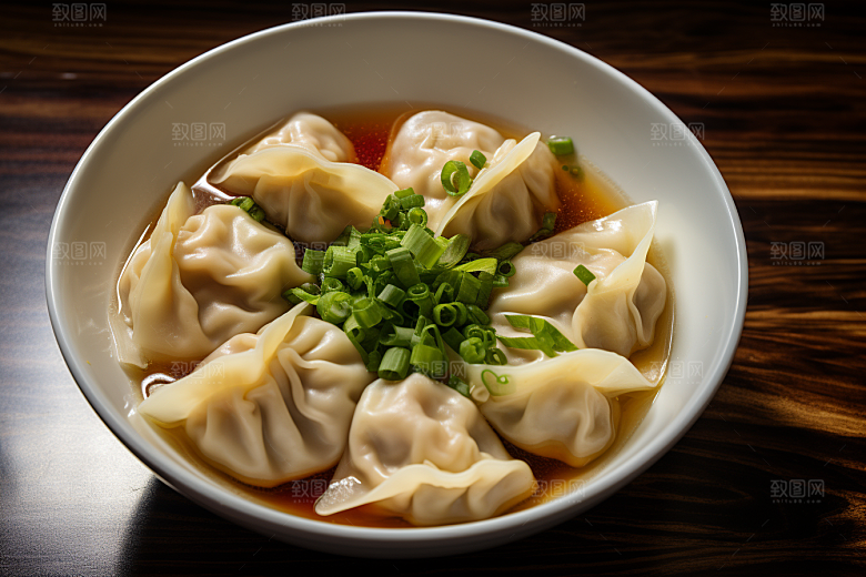 云吞饺子面食小吃摄影图