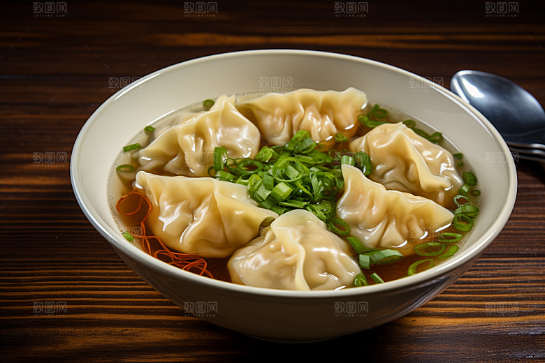 云吞饺子素材早饭摄影图