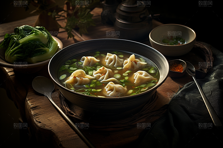 云吞饺子早饭小吃摄影图