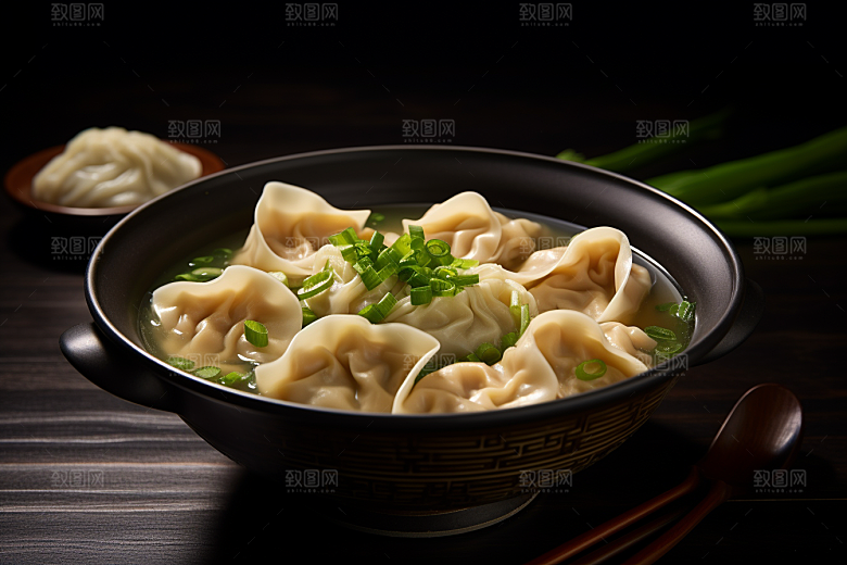 云吞饺子素材早饭摄影图