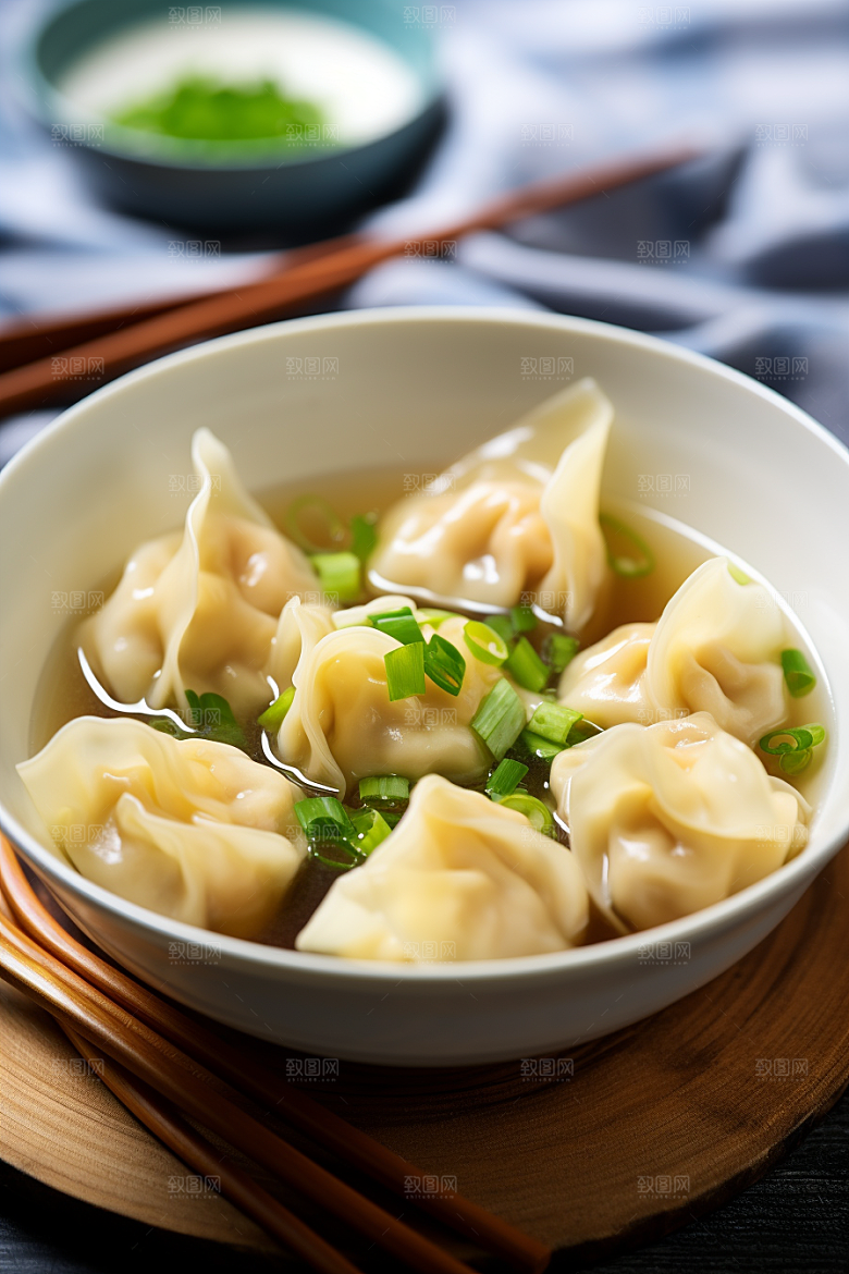 云吞饺子美食馄饨摄影图