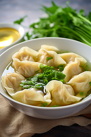 云吞饺子早饭面食摄影图