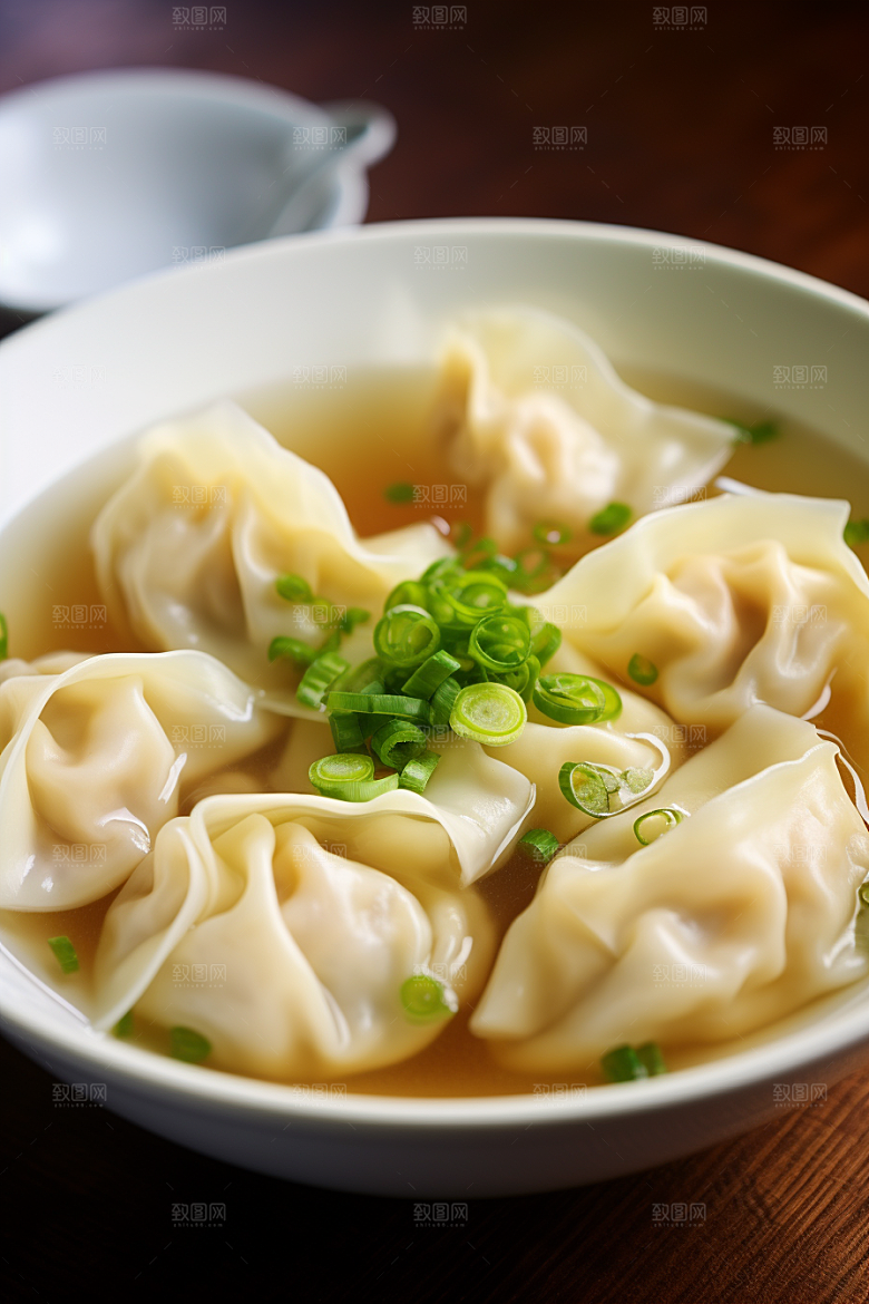 云吞饺子美食馄饨摄影图