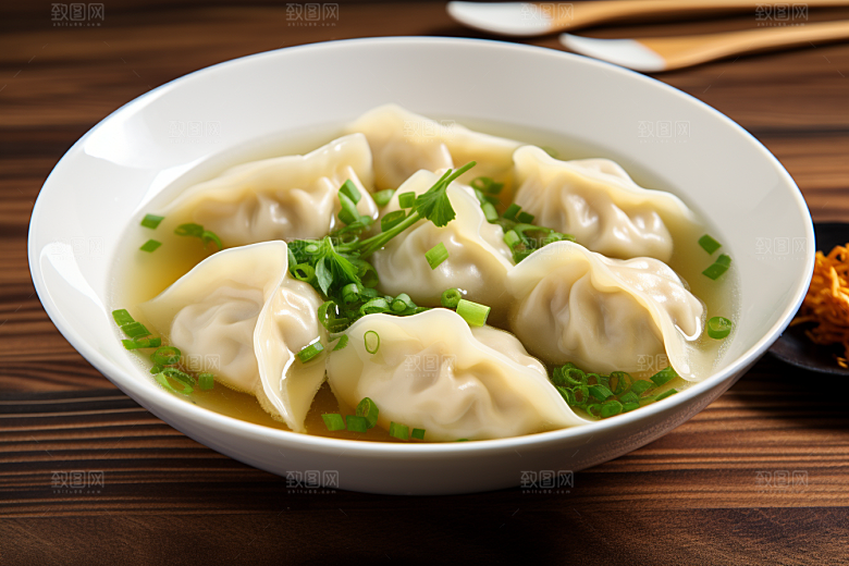 云吞饺子馄饨小吃摄影图