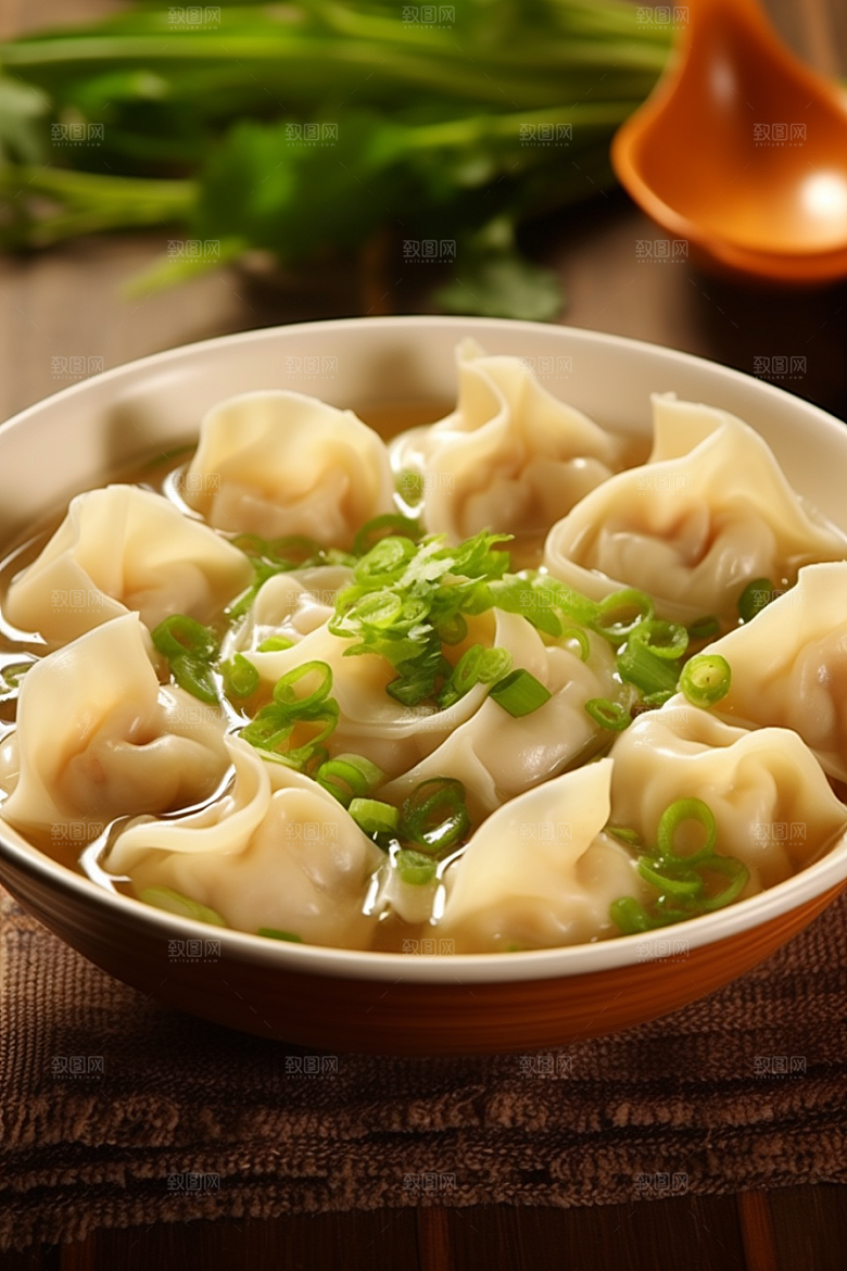 云吞饺子美味面食摄影图