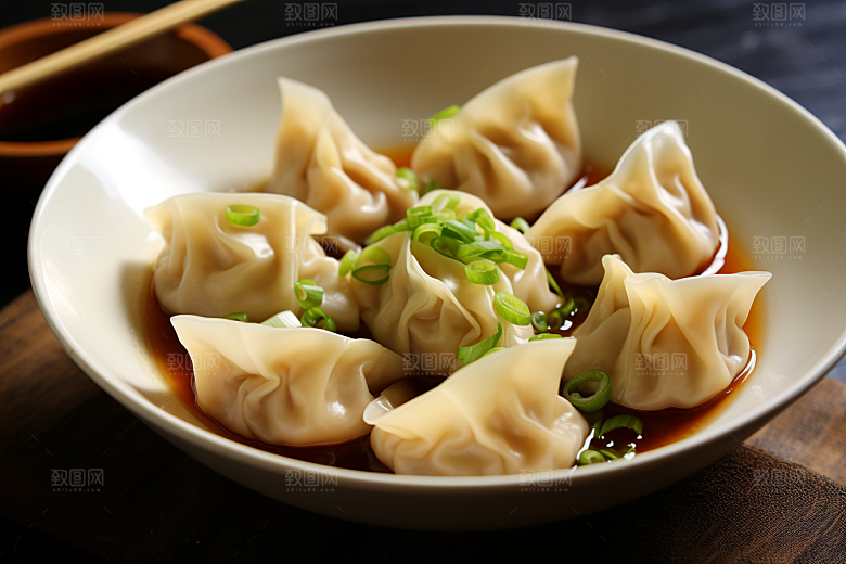 云吞饺子美味面食摄影图