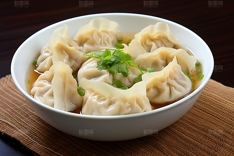 云吞饺子早饭美食摄影图