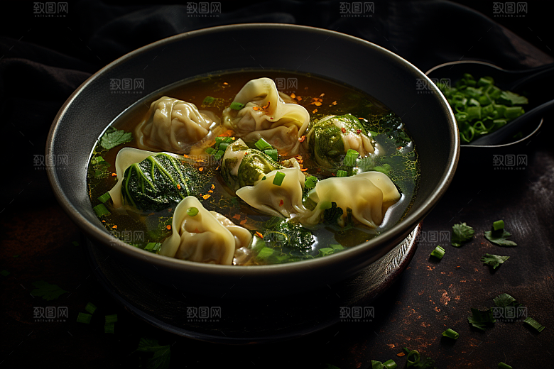 云吞饺子美味面食摄影图