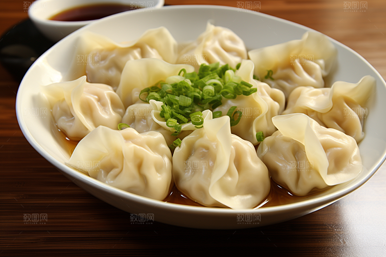 云吞饺子面食早饭摄影图