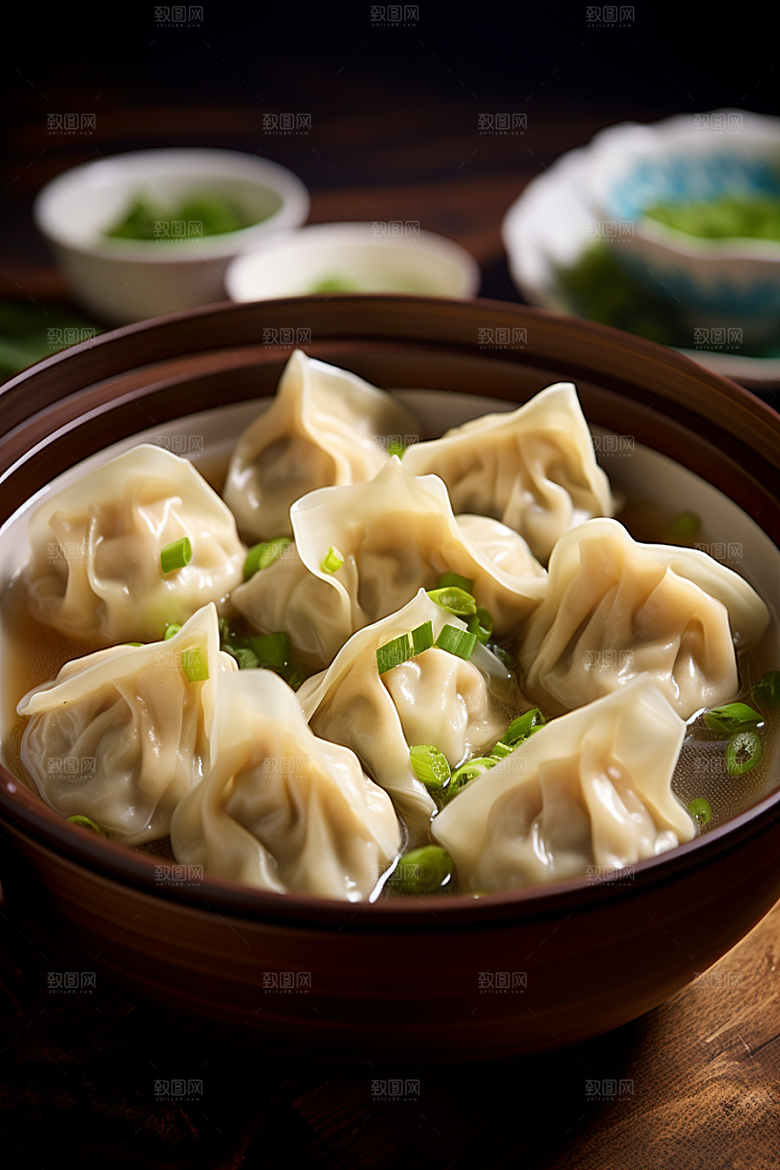 云吞饺子美食小吃摄影图