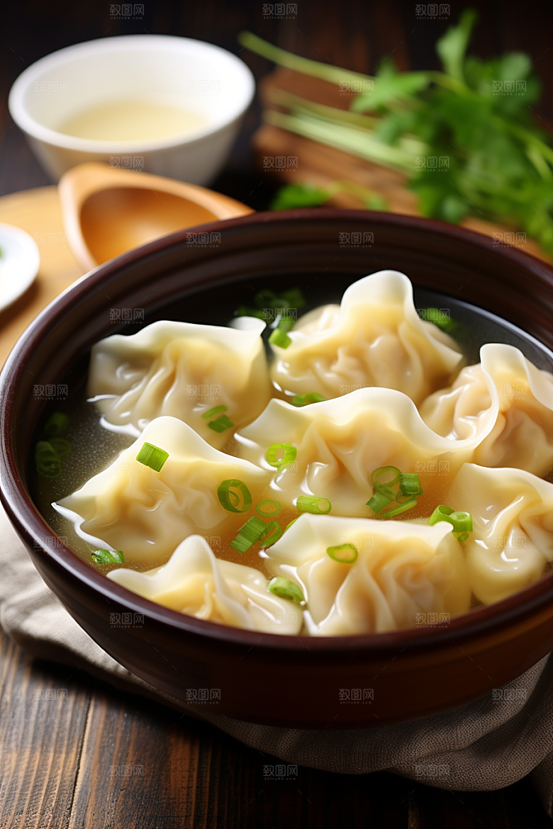 云吞饺子早饭素材摄影图