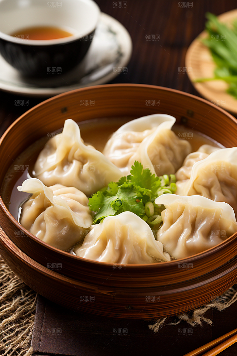 云吞饺子美味馄饨摄影图
