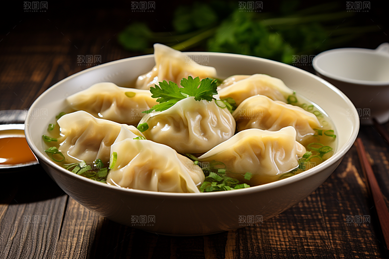 云吞饺子面食美食摄影图