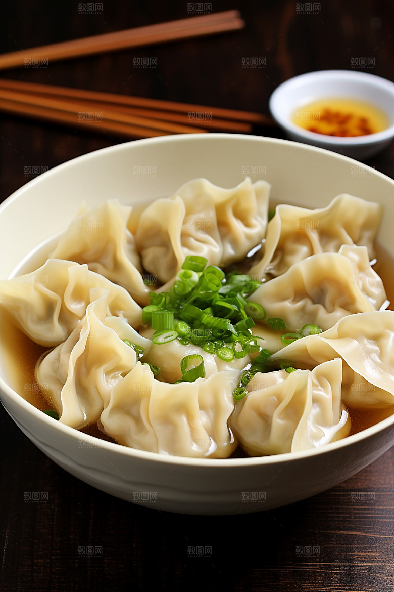 云吞饺子美食早饭摄影图