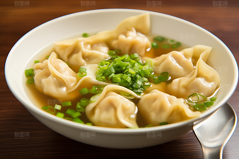 云吞饺子早饭素材摄影图