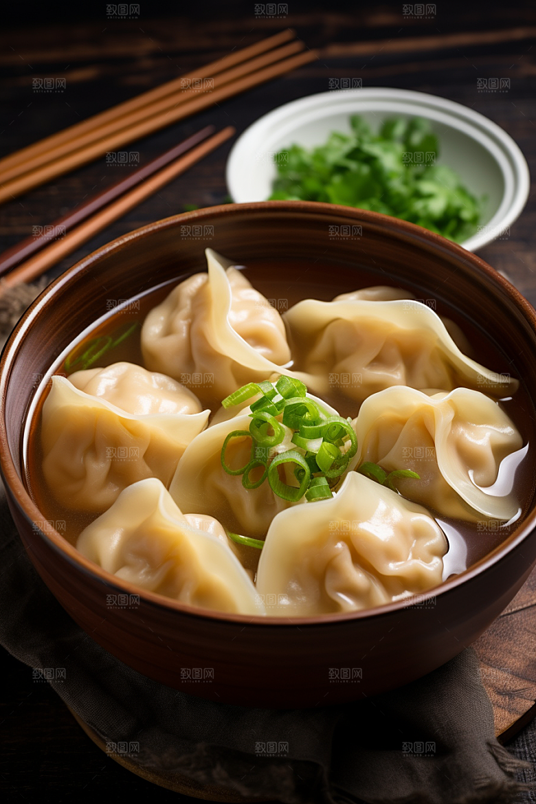 云吞饺子馄饨美食摄影图
