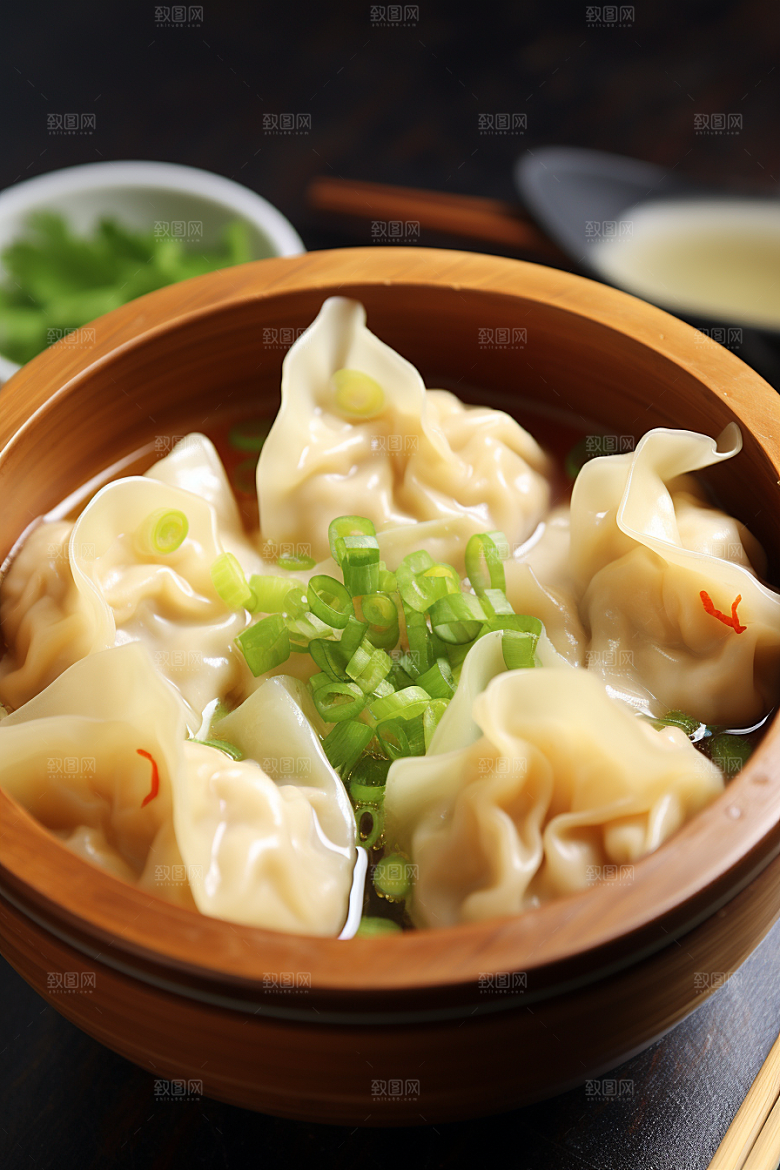 云吞饺子美食面食摄影图