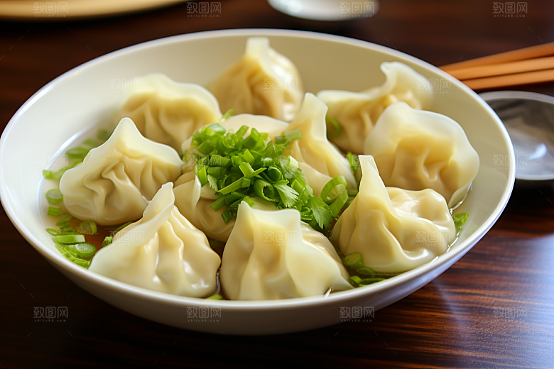 云吞饺子面食美味摄影图