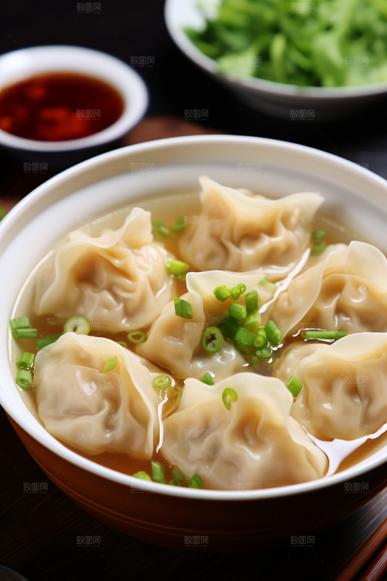 云吞饺子美味素材摄影图
