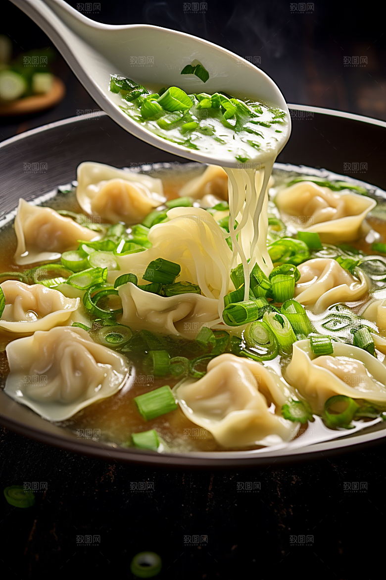 云吞饺子早饭素材摄影图
