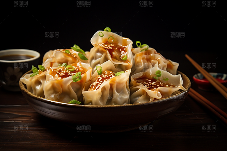 云吞饺子早饭素材摄影图