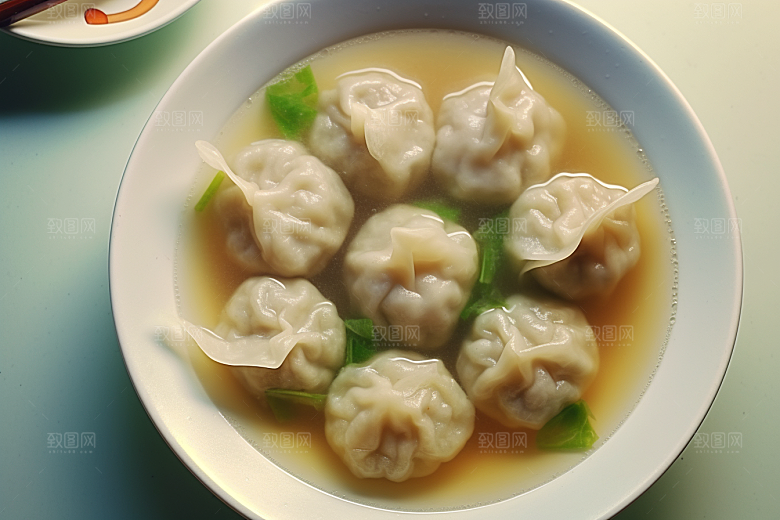 云吞饺子美味馄饨摄影图