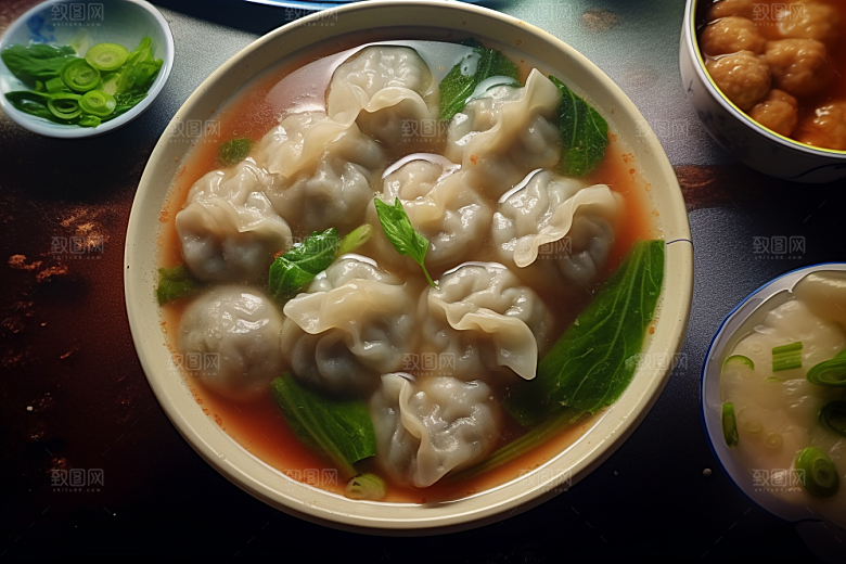 云吞饺子美食美味摄影图