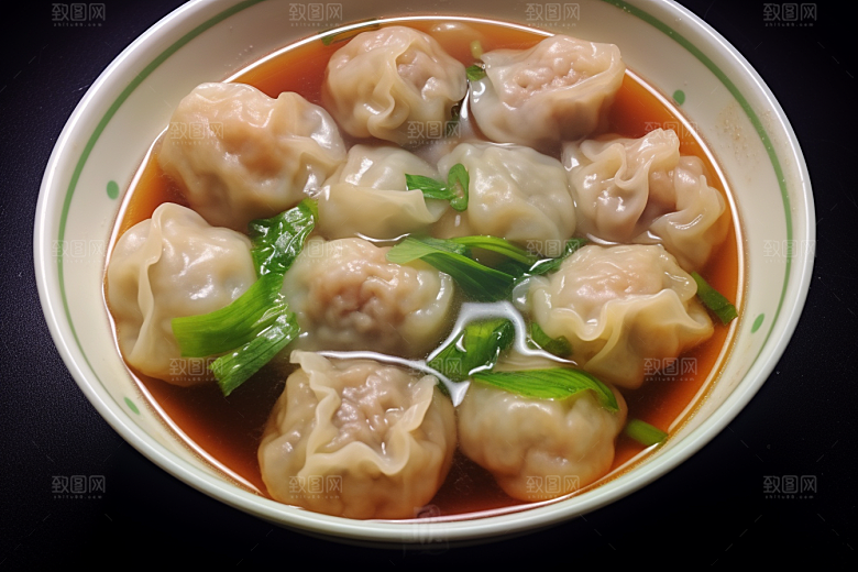 云吞饺子美食早饭摄影图