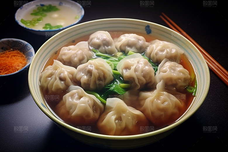 云吞饺子小吃早饭摄影图