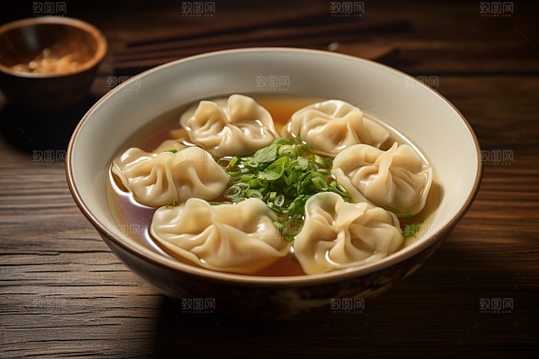 云吞饺子美食早饭摄影图