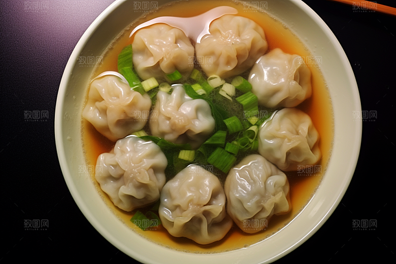 云吞饺子美味面食摄影图