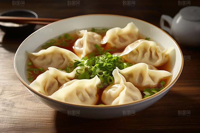 云吞饺子馄饨素材摄影图