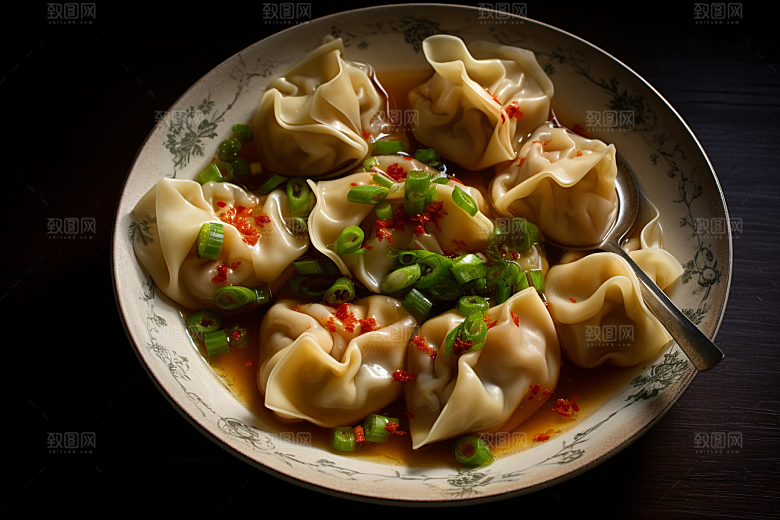 云吞饺子高清面食摄影图